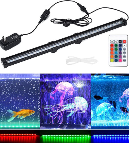 LED Fish Tank Light,Submersible Aquarium Light with Air Bubble Hole,Ip68 Waterproof,Color Changing LED Lights with Remote Controller,31Cm/12.2"