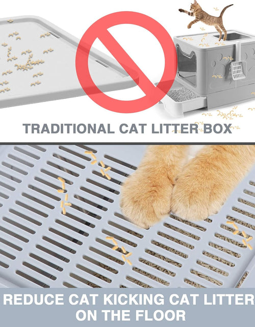 Load image into Gallery viewer, Large Cat Litter Box, Foldable Top Entry Litter Box with Lid ,Easy Clean No Smell Pet Kitty Litter Box Litter Pan Cat Potty
