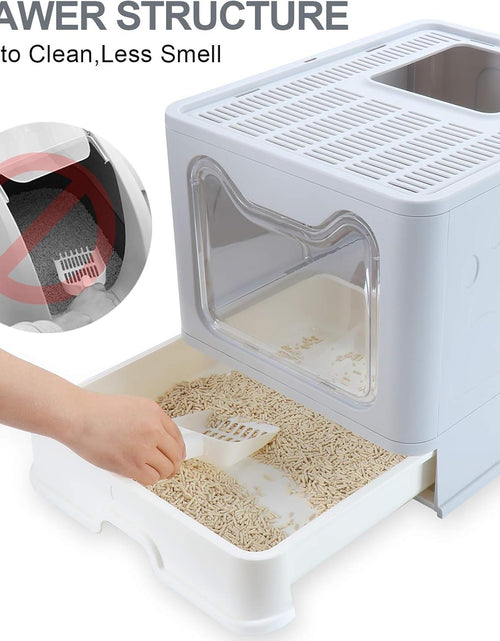 Load image into Gallery viewer, Large Cat Litter Box, Foldable Top Entry Litter Box with Lid ,Easy Clean No Smell Pet Kitty Litter Box Litter Pan Cat Potty
