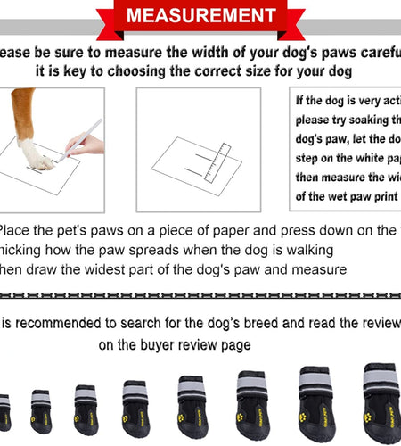 Dog Boots Waterproof Shoes for Large Dogs with Reflective Strips Rugged Anti-Slip Sole Black 4PCS (Size 6: 2.6''X3.0''(W*L) for 52-65 Lbs, Black)