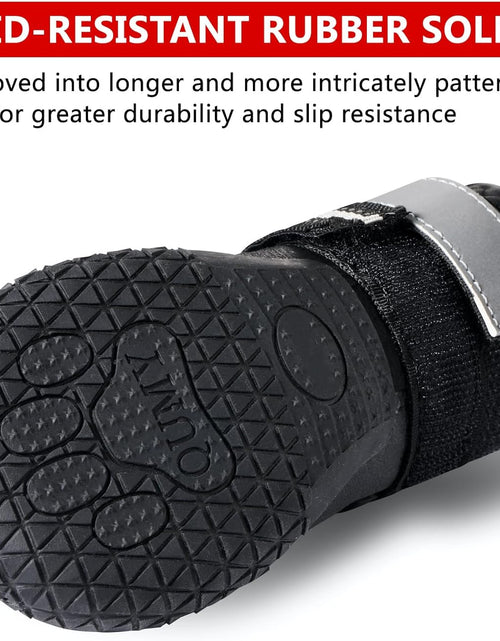 Load image into Gallery viewer, Dog Boots Waterproof Shoes for Large Dogs with Reflective Strips Rugged Anti-Slip Sole Black 4PCS (Size 6: 2.6''X3.0''(W*L) for 52-65 Lbs, Black)

