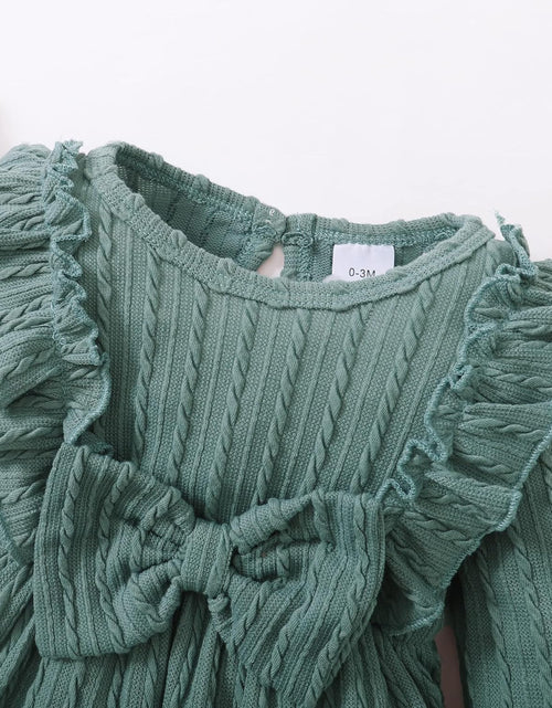 Load image into Gallery viewer, Baby Girl Romper Infant Fall Winter Clothes Ruffle Sweater Long Sleeve Bodysuit Jumpsuit and Headband
