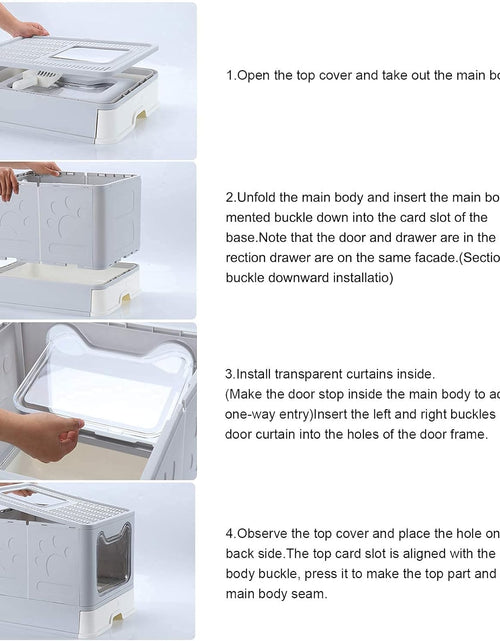 Load image into Gallery viewer, Large Cat Litter Box, Foldable Top Entry Litter Box with Lid ,Easy Clean No Smell Pet Kitty Litter Box Litter Pan Cat Potty
