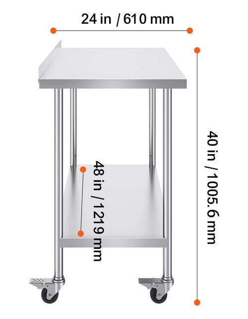 Load image into Gallery viewer, Stainless Steel Work Table Commercial Food Prep Worktable with Casters Heavy Duty Prep Worktable for Restaurant Home Hotel
