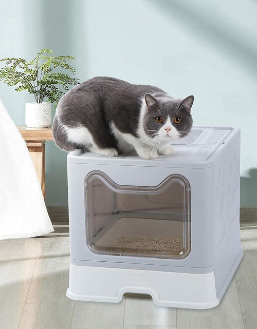 Load image into Gallery viewer, Large Cat Litter Box, Foldable Top Entry Litter Box with Lid ,Easy Clean No Smell Pet Kitty Litter Box Litter Pan Cat Potty
