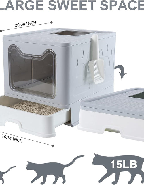 Load image into Gallery viewer, Large Cat Litter Box, Foldable Top Entry Litter Box with Lid ,Easy Clean No Smell Pet Kitty Litter Box Litter Pan Cat Potty

