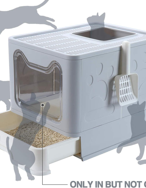 Load image into Gallery viewer, Large Cat Litter Box, Foldable Top Entry Litter Box with Lid ,Easy Clean No Smell Pet Kitty Litter Box Litter Pan Cat Potty
