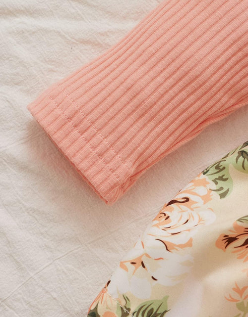 Load image into Gallery viewer, Newborn Infant Baby Girl Ruffle Long Sleeve Ribbed T-Shirt Top Floral Suspender Shorts Headband Winter Clothes
